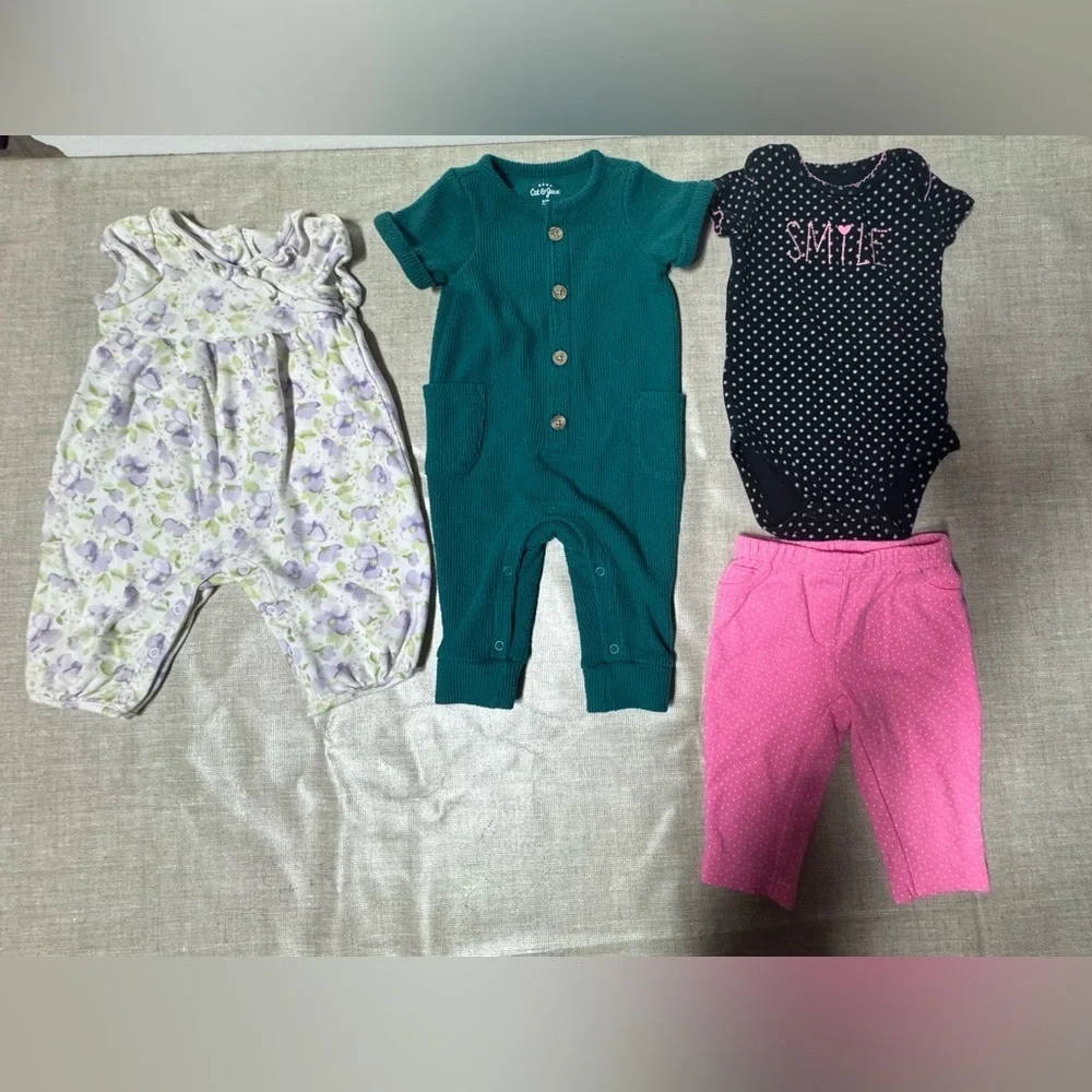 Carter's Teal and Floral Jumpsuit Set